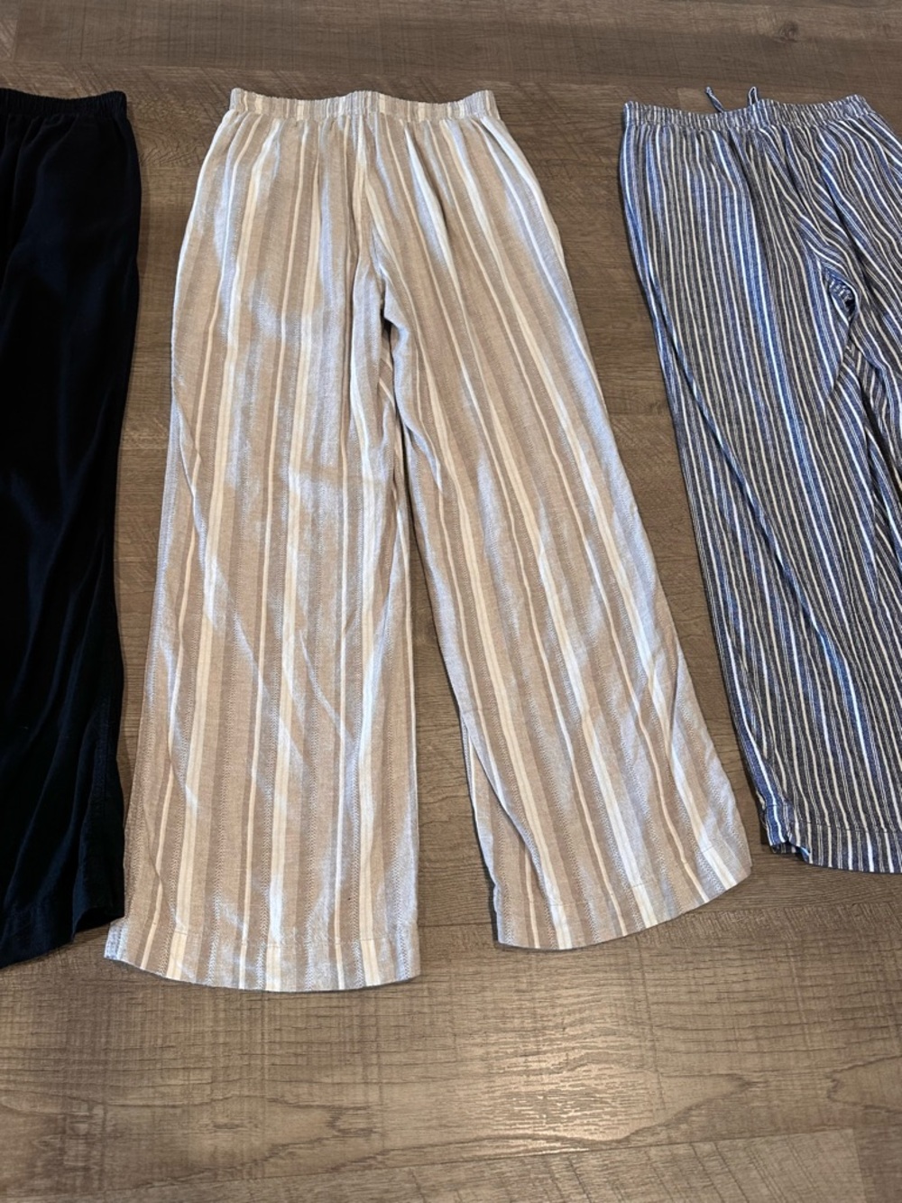 3-Briggs Women's Wide Leg Lightweight Linen Blend 2 Pockets Stripe Pants Size M. - Picture 3 of 15